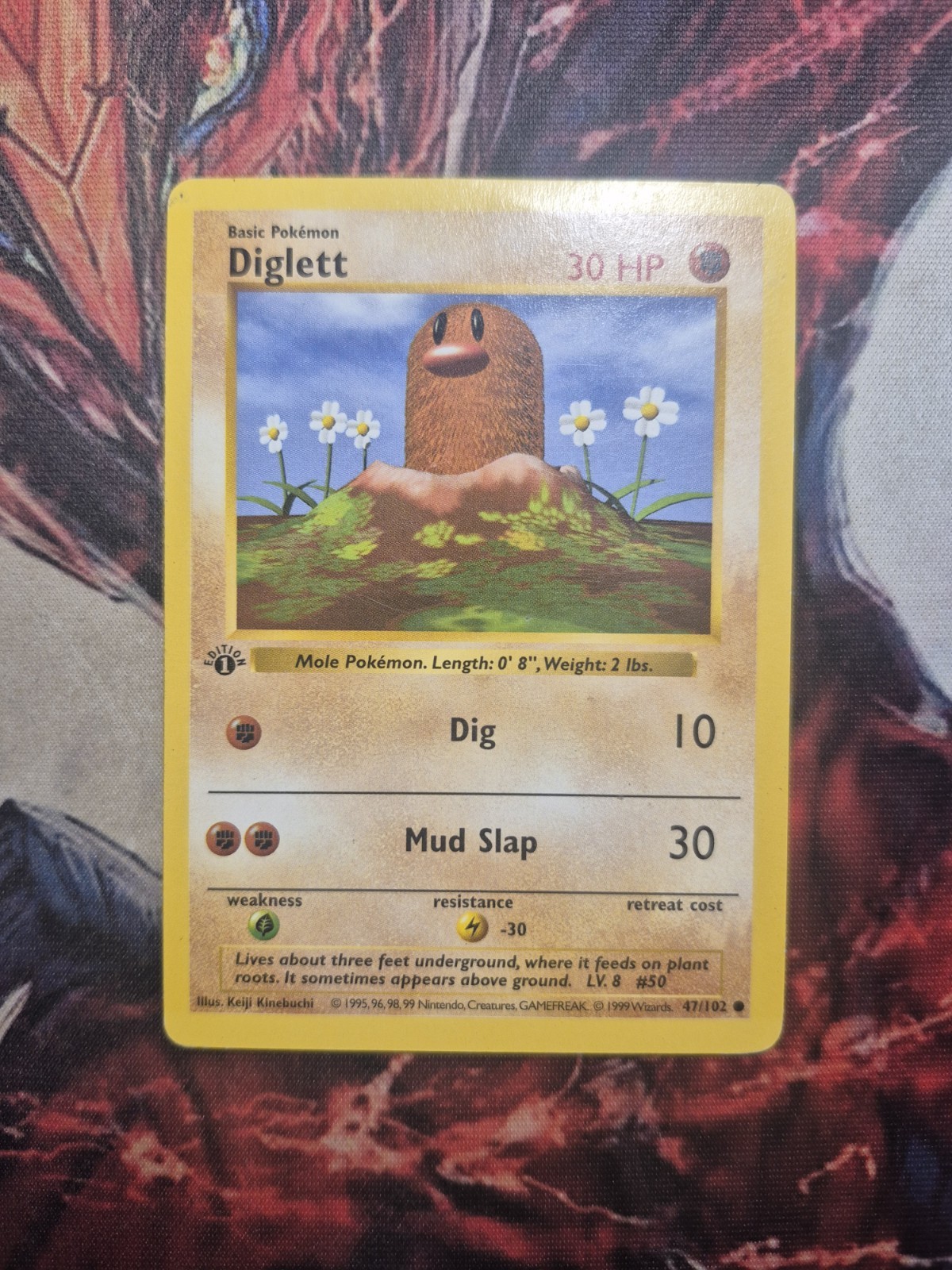Diglett 47/102 1st Edition Shadowless Base Set Pokemon Card Game 1999 WOTC MP