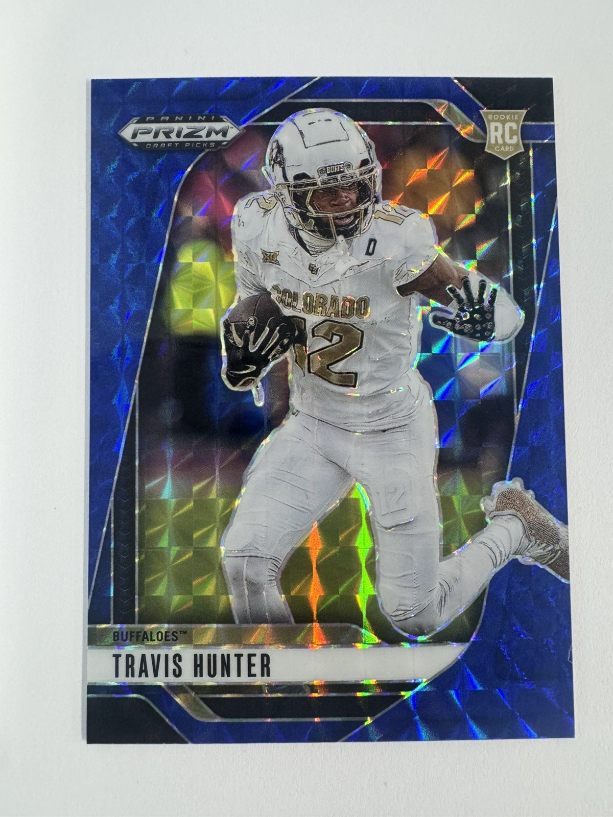 2025 Panini Prizm Draft Picks Travis Hunter #20 RC Blue Finite Prizm /89