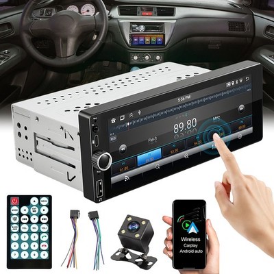 6.8'' Single 1 Din Car Stereo Radio Bluetooth Touch Screen MP5 Player Rear Camera