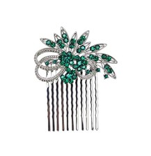 Gorgeous Green Rhinestone Crystal Floral Hair Comb
