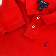 Polo Ralph Lauren Boys Red Polo Shirt Small 8 Blue Pony Logo Short Sleeve
