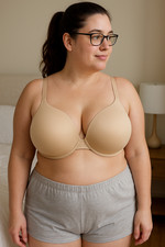 Cacique Boost Plunge Bra 44DDD Nude Lightly Padded Underwire Small Flaw