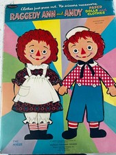 Vintage 1966 Whitman Raggedy Ann and Andy Paper Dolls Clothes Book Set Has Be