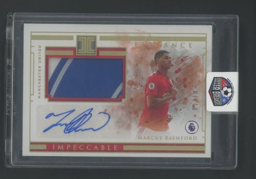 2019-20 Panini Impeccable PL Soccer Gold Marcus Rashford GU Patch AUTO 1/10