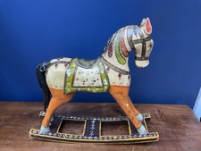 Carved Wood Painted Rocking Horse Folk Art Vintage