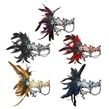 Women's Lace Feather Half-Face Mask Costume Masquerade Party Halloween Ball Mask