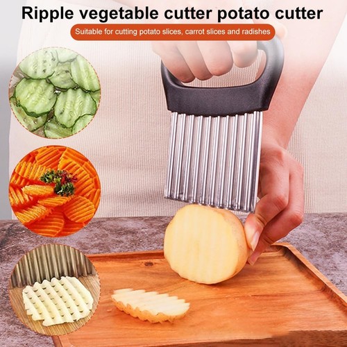 Crinkle Cutter, Stainless Steel French Fry Cutter For Potatoes Cucumbers Carr... - Picture 4 of 9