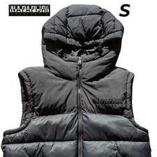 Napapijri Geographic Hooded Puffer Vest Gilet S Navy Zip Bodywarmer Insulated