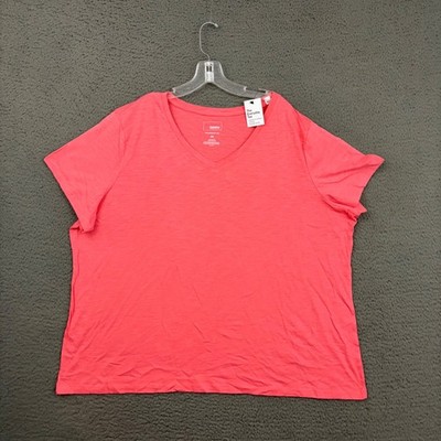 Sonoma Everyday Tee Shirt Womens 3X Pink V-Neck Cotton Casual Spring Mom