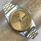 Vintage Seiko 5 Women 4206-0510 Fluted Day Date Two Tone Automatic Watch 6 3/4"