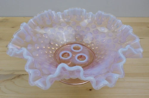 Vintage Fenton Pink Opalescent Hobnail 3 Horn Epergne 8.5" Base/Bowl Only