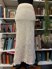 Freshman 1996 Cream Crochet Knit Midi Skirt