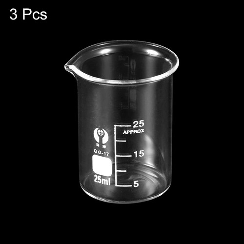 3 Stück 25 ml niedrige Form Becherglas, 3,3 Borosilikatglas graduiert bedruckt - Bild 2 von 5