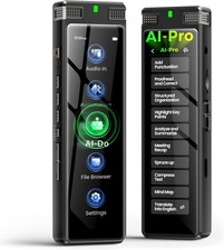 136GB AI Voice Recorder, TIMMKOO Digital Voice Recorder Black 