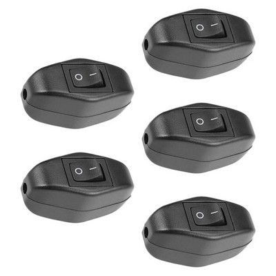 5Pc Inline Cord Switch AC 250V 6A SPST On-Off Rocker Switch for Lamp Light NEW