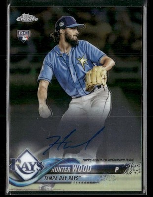 2018 Topps Chrome #RA-HW Hunter Wood Rookie Autographs Auto Tampa Bay Rays