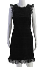 J Crew Women Sheath Dress Black Sleeveless Crew Neck Short Size 2