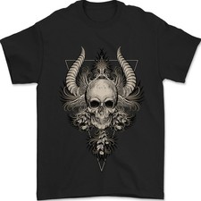 Camiseta Gildan Heavy Metal Skull Triángulo Demonic Negro 100% Algodón