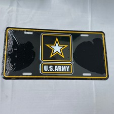 U.S. Army Star Logo On Black with Yellow Border License Plate 12in x 6in