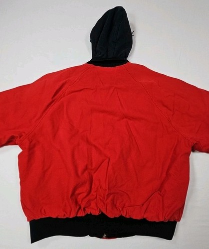 VTG  Country Tuff Jacket Red Duck Canvas Mens LRG Workwear Hooded MADE IN USA - Picture 10 of 17