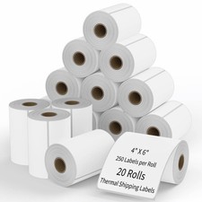 20 Rolls label 4x6 Direct Thermal Shipping 5000 labels Zebra Eltron ZP450 2844