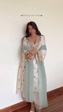 Presenting New Heavy Natural Silk White Palazzo suit With Dupatta For women