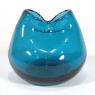 1930s–40s Vintage BLENKO Blown Glass MINIATURE PINCH IVY VASE 3516D Turquoise