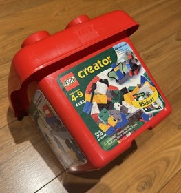 COMPLETE 4103 Lego Creator Basic Set Bricks 200 Pieces Red Bucket Case CLEANED