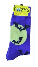 Halloween Bats Men  s Mid Calf Novelty Socks Purple