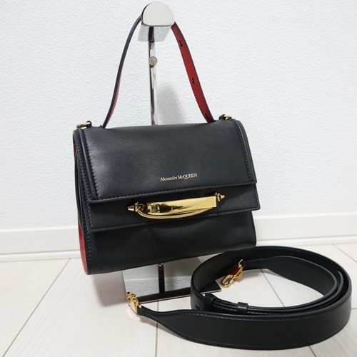 Alexander McQueen The Story Black Leather Crossbody Shoulder Bag