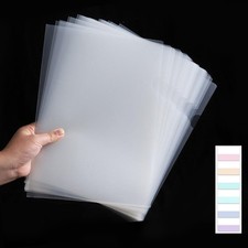60 Pcs Heavy-Duty L-Shaped Document Folders, Clear Plastic Sleeves with 60 Ta...