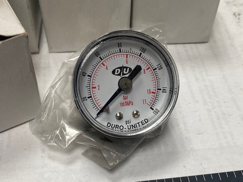 Lot of 7, Duro-United 15-200ND-01B-0/160 Pressure Gauges, New-Old-Stock - Picture 3 of 4