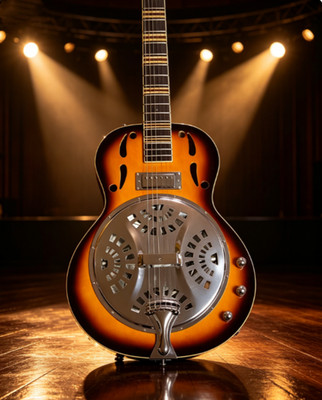 New Fashion 6 String Sunburst Resonator Dobro Electric Guitar Chrome Resonance