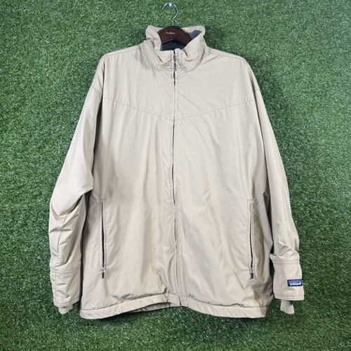 Vintage Patagonia Jacke Herren Large Fleece gefüttert hellbraun durchgehender Reißverschluss