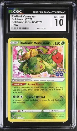 Radiant Venusaur *CGC 10* Holo Rare *Pokemon Go* #4 *2022* Pokemon