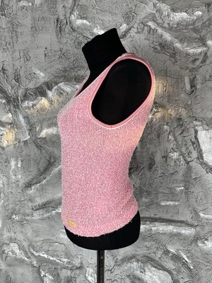 Vintage Miss Sixty Y2K Fluffy Pink Tank Top Grunge Japanese 2000s