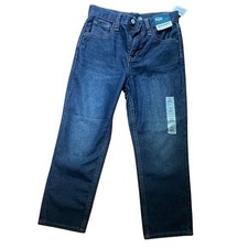 Old Navy Slouchy Straight Jeans Boys 10 Dark Wash NEW High Rise Built-In Tough
