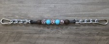 BRAND NEW Turquoise, Brown,  Cow Print Beaded Curb Strap By ALW Equine