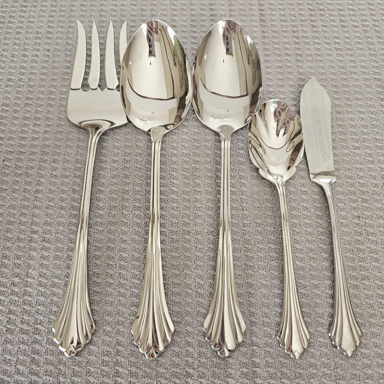 Oneida BANCROFT Serving Set Of 5 Stainless Flatware Vintage Spoon Fork