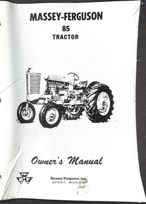 Massey-Ferguson 85 Tractor Owner's Manual Original Printed Detroit MI