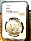 1934 D Peace Dollar MS 63 NGC from Chelsea