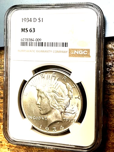 1934 D Peace Dollar MS 63 NGC from Chelsea