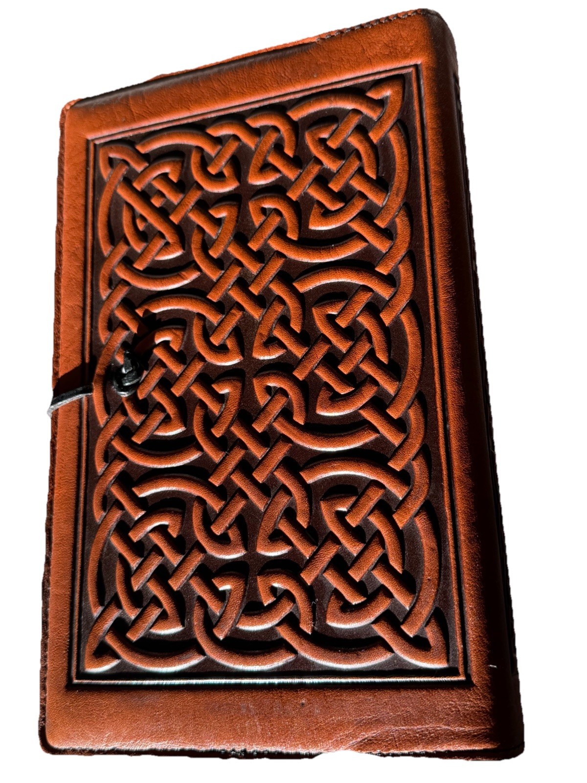 Oberon Tan Leather Book / Journal Celtic Knot Design Used W/blank Pages Notebook
