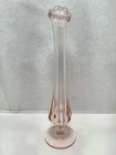Vtg Fenton Stretch Glass Velva Rose Pink Swung 8" Bud Vase 75th Anniversary