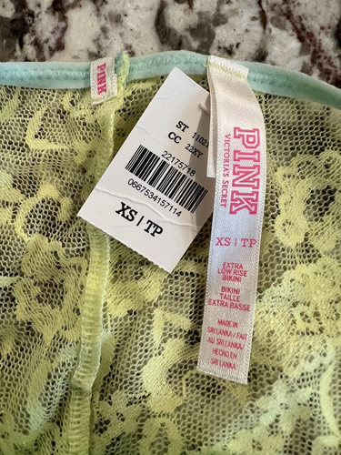 True Vintage Victoria's Secret PINK Low Rise Lace Back String Bikini Panty XS - Picture 3 of 3