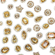 50 PCS Sew on Rhinestones, Mixed Shapes Crystals Glass Sew on Gems for Crafts, M