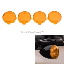4x Bullet Style Turn Signal Light Amber Lens Covers For Harley Touring Softail