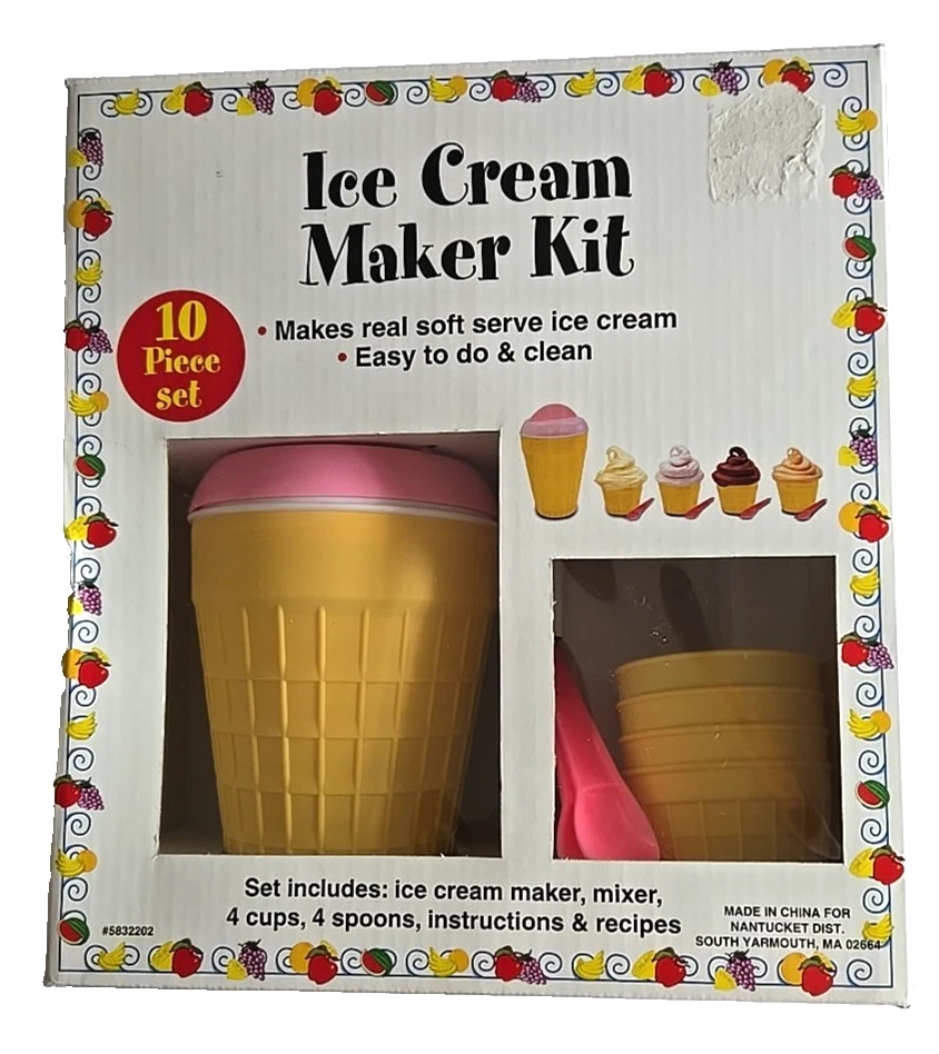 Nantucket Distribution Ice Cream Maker Kit 10pc Set New Open