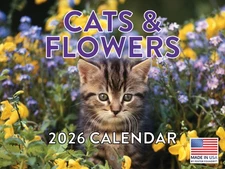 Cats Flowers Calendar 2026 Monthly Wall Calender 12 Month 12x18