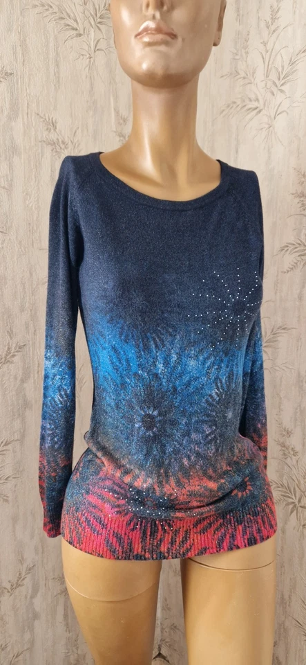 DESIGUAL  pull femme  taille XS,en Bleu Dégradé Parfait état  - Photo 1/4